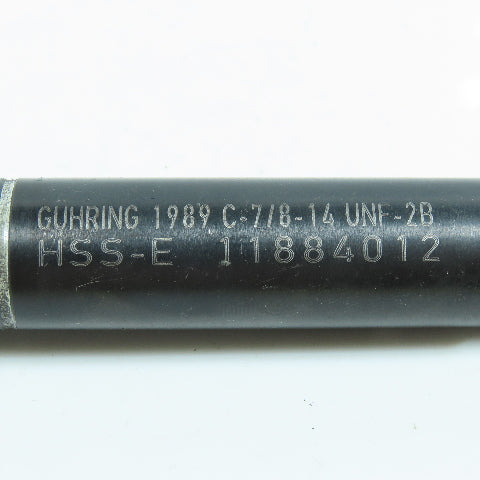 Guhring 7/8"-14 Plug Tap Straight 6 Flute HSS-E 1" Thread Length 4-15/16" OAL