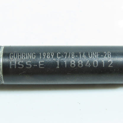 Guhring 7/8"-14 Plug Tap Straight 6 Flute HSS-E 1" Thread Length 4-15/16" OAL