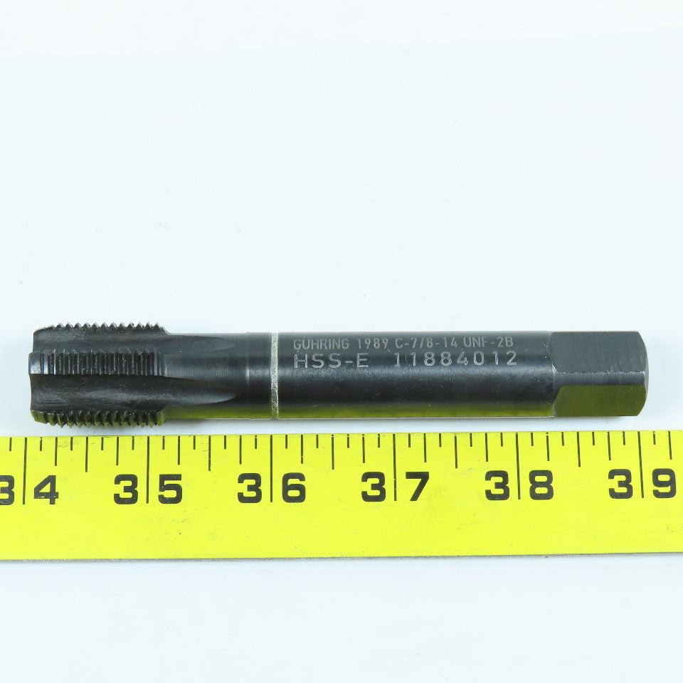 Guhring 7/8"-14 Plug Tap Straight 6 Flute HSS-E 1" Thread Length 4-15/16" OAL