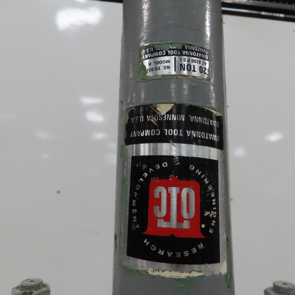 Owatonna Tool Model B 20 Ton Hydraulic Press Vanguard 2 Stage 12-1/2" Stroke