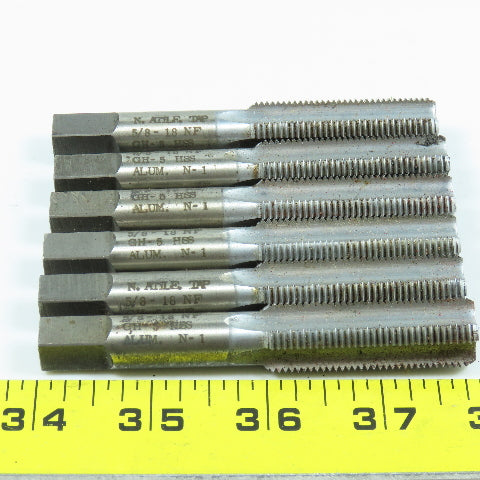 North Attleboro 5/8"-18 NF Bottoming Tap Straight 4 Flute 3-13/16" OAL Lot of 6