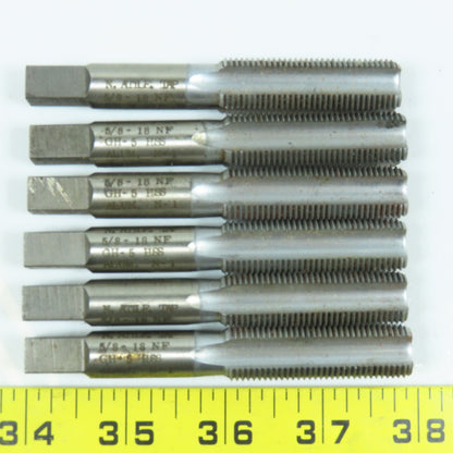 North Attleboro 5/8"-18 NF Bottoming Tap Straight 4 Flute 3-13/16" OAL Lot of 6