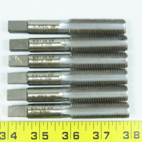 North Attleboro 5/8"-18 NF Bottoming Tap Straight 4 Flute 3-13/16" OAL Lot of 6