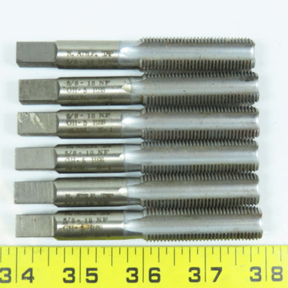 North Attleboro 5/8"-18 NF Bottoming Tap Straight 4 Flute 3-13/16" OAL Lot of 6