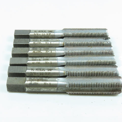 North Attleboro 5/8"-18 NF Bottoming Tap Straight 4 Flute 3-13/16" OAL Lot of 6