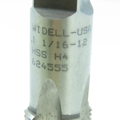 Widell 1-1/16"-12 Bottoming Tap 4 Flute  4" OAL 1-1/2" Thread Length