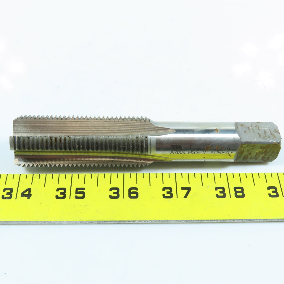 YG-1 A7804 1"-12 Bottoming Tap Straight 3 Flute  5-1/8" OAL 2-1/2" Thread Length