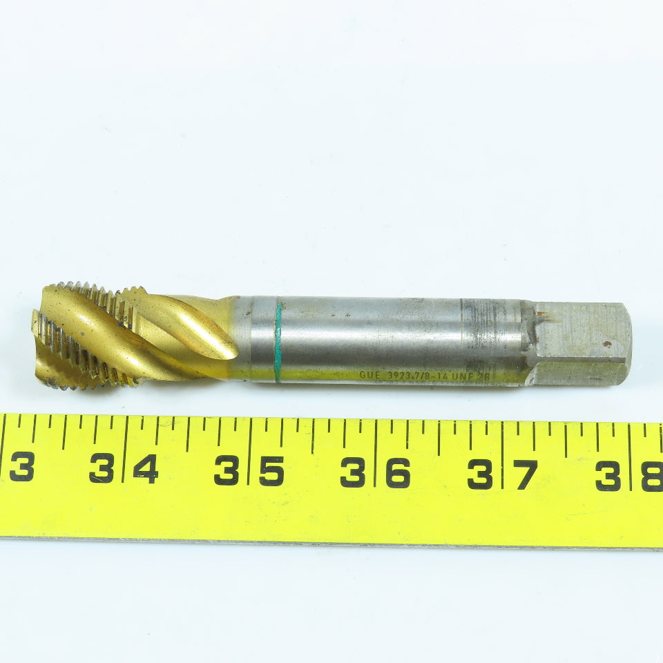Guhring 7/8"-14 UNF Bottoming Tap Spiral 4 Flute TiN Coated HSS-E 4-11/16" OAL