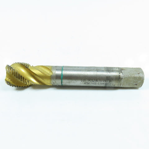Guhring 7/8"-14 UNF Bottoming Tap Spiral 4 Flute TiN Coated HSS-E 4-11/16" OAL