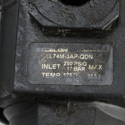 Excelon L74M-3AP-QDN Pneumatic Lubricator & F74G-4AN-AD3 Filter Assembly 250 PSI