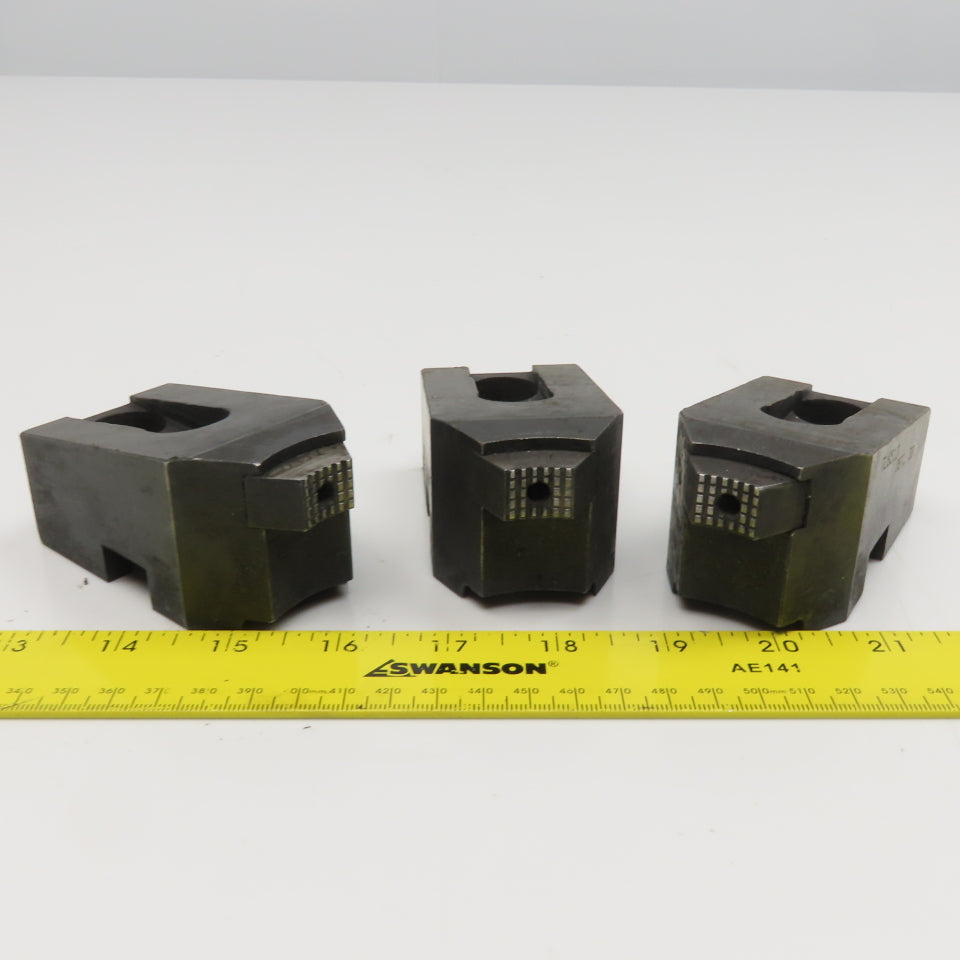 Lathe Chuck Jaw Tongue And Groove W/ Replaceable Contact Tips Lot Of 3