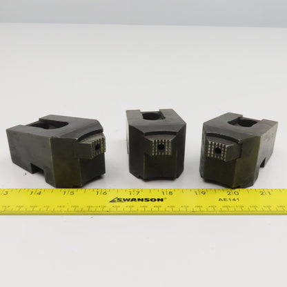 Lathe Chuck Jaw Tongue And Groove W/ Replaceable Contact Tips Lot Of 3