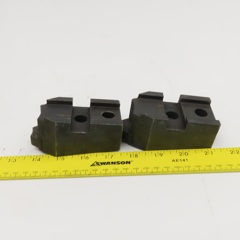 Lathe Chuck Jaw Tongue And Groove W/ Replaceable Contact Tips Lot Of 3