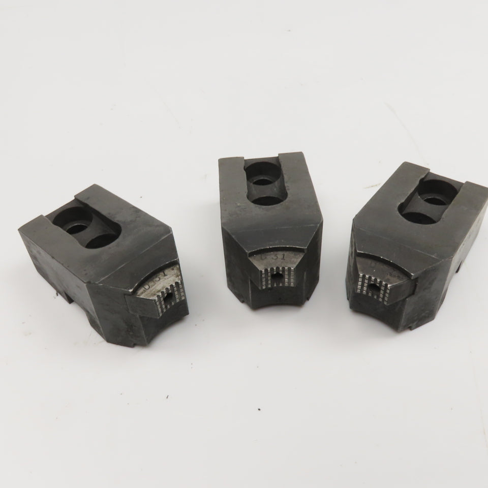 Lathe Chuck Jaw Tongue And Groove W/ Replaceable Contact Tips Lot Of 3