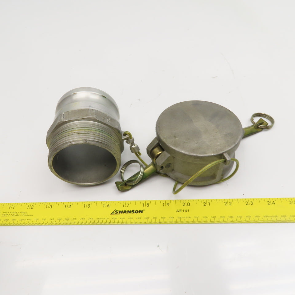 3DC 3F 3" Aluminum Type F Male Female Camlock Adaptor And Cover