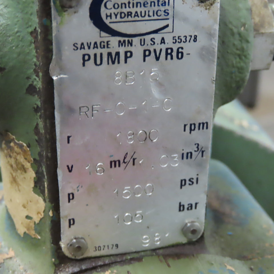 23 Gallon Hydraulic Power Unit W/Continental PVR6-8B15-RF-G-1-C Pump 5HP  3PH