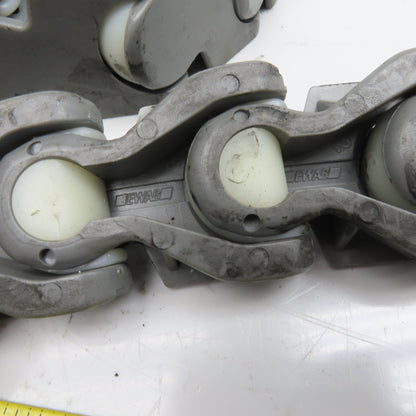 EWAB 2" Wide Nylon Side Flexing Flow Line Safety Top Conveyor Chain 9'