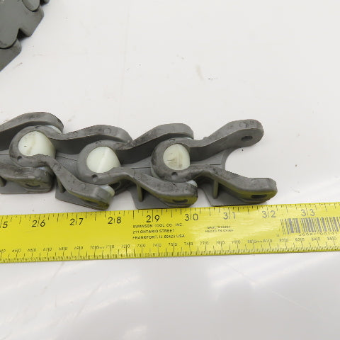 EWAB 2" Wide Nylon Side Flexing Flow Line Safety Top Conveyor Chain 9'