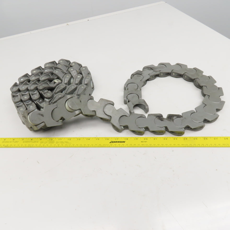 EWAB 2" Wide Nylon Side Flexing Flow Line Safety Top Conveyor Chain 9'