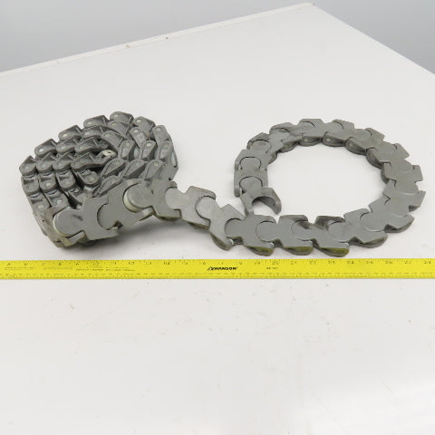 EWAB 2" Wide Nylon Side Flexing Flow Line Safety Top Conveyor Chain 9'