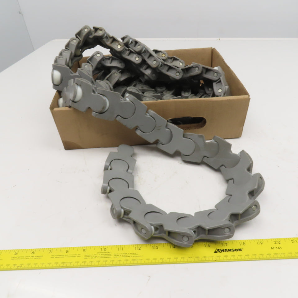 EWAB 2" Wide Nylon Side Flexing Flow Line Safety Top Conveyor Chain 16'5"