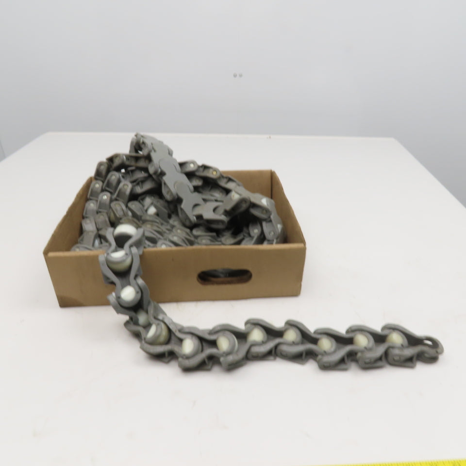 EWAB 2" Wide Nylon Side Flexing Flow Line Safety Top Conveyor Chain 16'5"