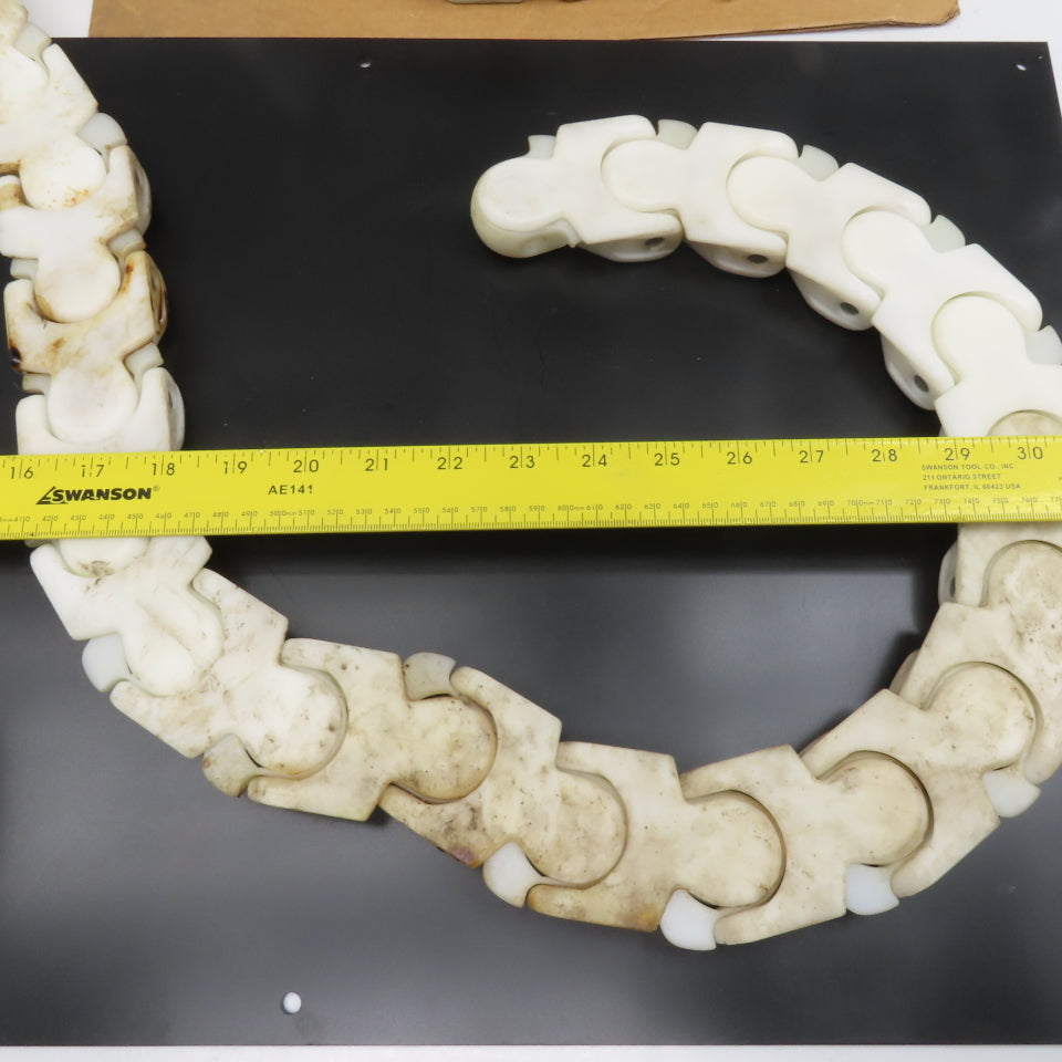 EWAB 2" Wide Nylon Side Flexing Flow Line Safety Top Conveyor Chain 16'