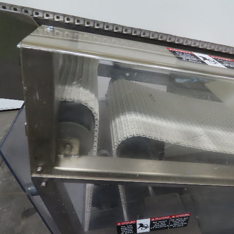 64" Incline Center Drive Slide Bed SS Conveyor 12" Plastic Chain Belt 55FPM 3Ph