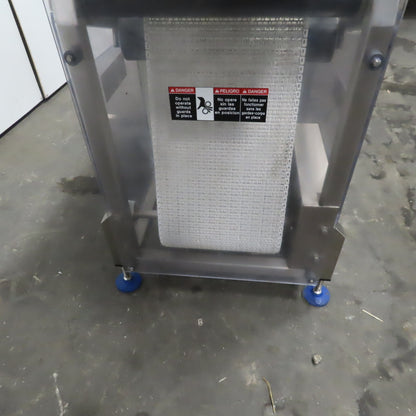 64" Incline Center Drive Slide Bed SS Conveyor 12" Plastic Chain Belt 55FPM 3Ph