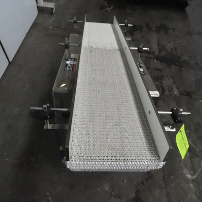 64" Incline Center Drive Slide Bed SS Conveyor 12" Plastic Chain Belt 55FPM 3Ph