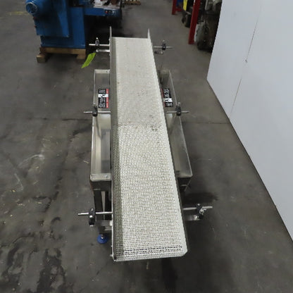 64" Incline Center Drive Slide Bed SS Conveyor 12" Plastic Chain Belt 55FPM 3Ph