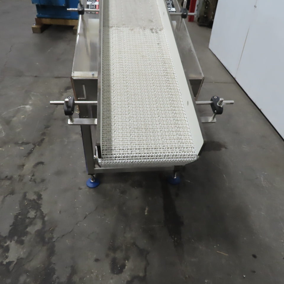 64" Incline Center Drive Slide Bed SS Conveyor 12" Plastic Chain Belt 55FPM 3Ph