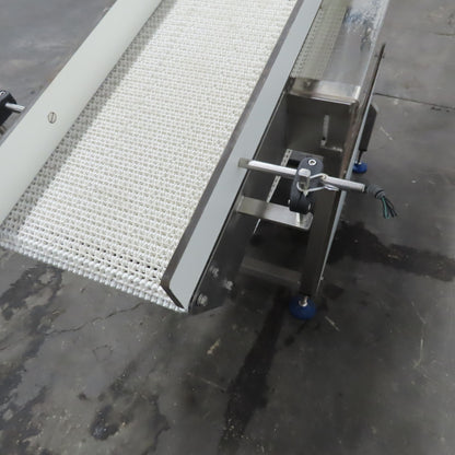 64" Incline Center Drive Slide Bed SS Conveyor 12" Plastic Chain Belt 55FPM 3Ph