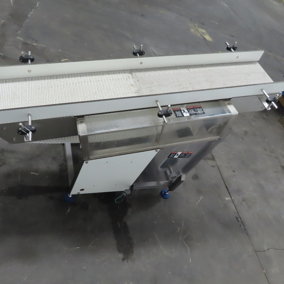 64" Incline Center Drive Slide Bed SS Conveyor 12" Plastic Chain Belt 55FPM 3Ph