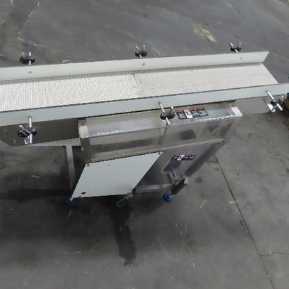 64" Incline Center Drive Slide Bed SS Conveyor 12" Plastic Chain Belt 55FPM 3Ph