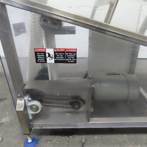 64" Incline Center Drive Slide Bed SS Conveyor 12" Plastic Chain Belt 55FPM 3Ph