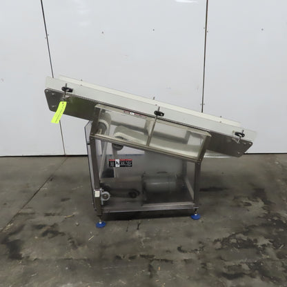 64" Incline Center Drive Slide Bed SS Conveyor 12" Plastic Chain Belt 55FPM 3Ph