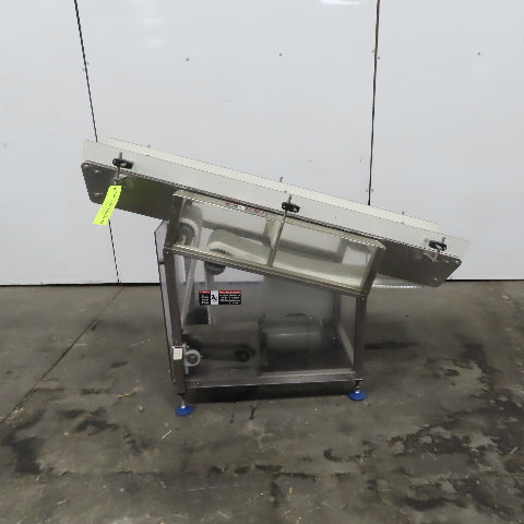 64" Incline Center Drive Slide Bed SS Conveyor 12" Plastic Chain Belt 55FPM 3Ph