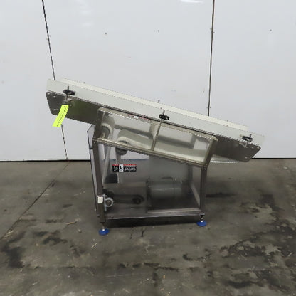 64" Incline Center Drive Slide Bed SS Conveyor 12" Plastic Chain Belt 55FPM 3Ph