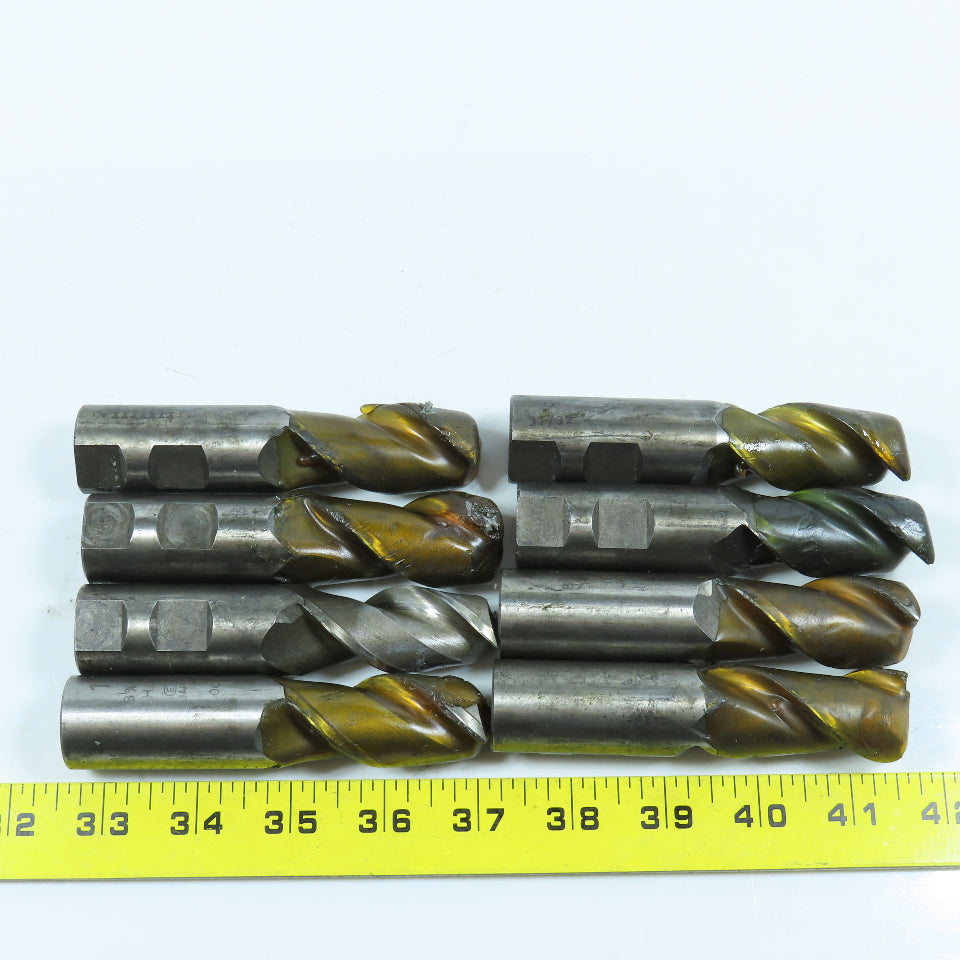 Misc. Square End Mill 2 Flute 1" Shank Various Dia. Lot of 8