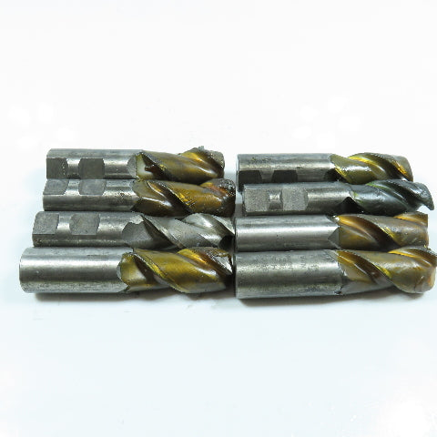 Misc. Square End Mill 2 Flute 1" Shank Various Dia. Lot of 8