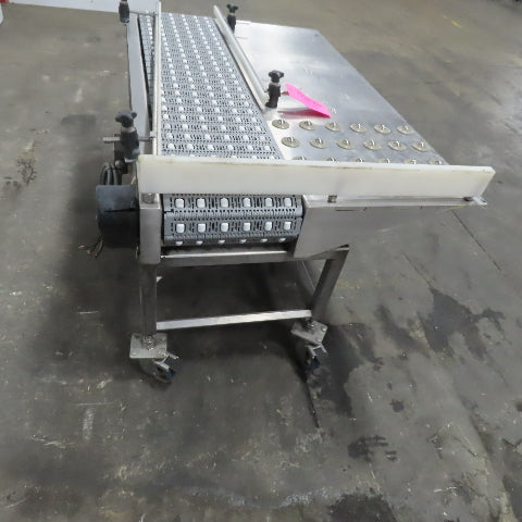 54" Stainless Steel Slide Bed Transfer Conveyor 12" Plastic Chain Belt 30FPM 3Ph