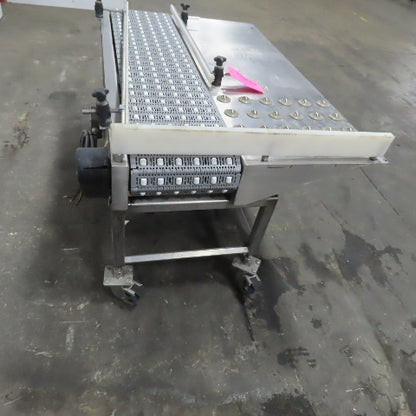 54" Stainless Steel Slide Bed Transfer Conveyor 12" Plastic Chain Belt 30FPM 3Ph