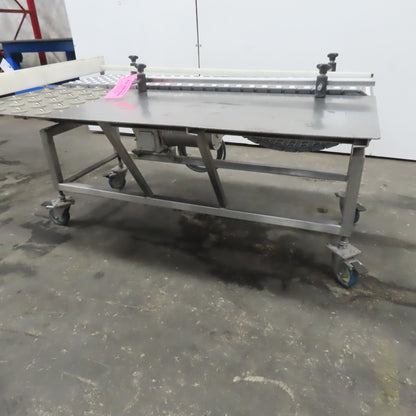 54" Stainless Steel Slide Bed Transfer Conveyor 12" Plastic Chain Belt 30FPM 3Ph