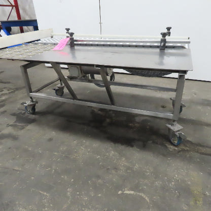 54" Stainless Steel Slide Bed Transfer Conveyor 12" Plastic Chain Belt 30FPM 3Ph