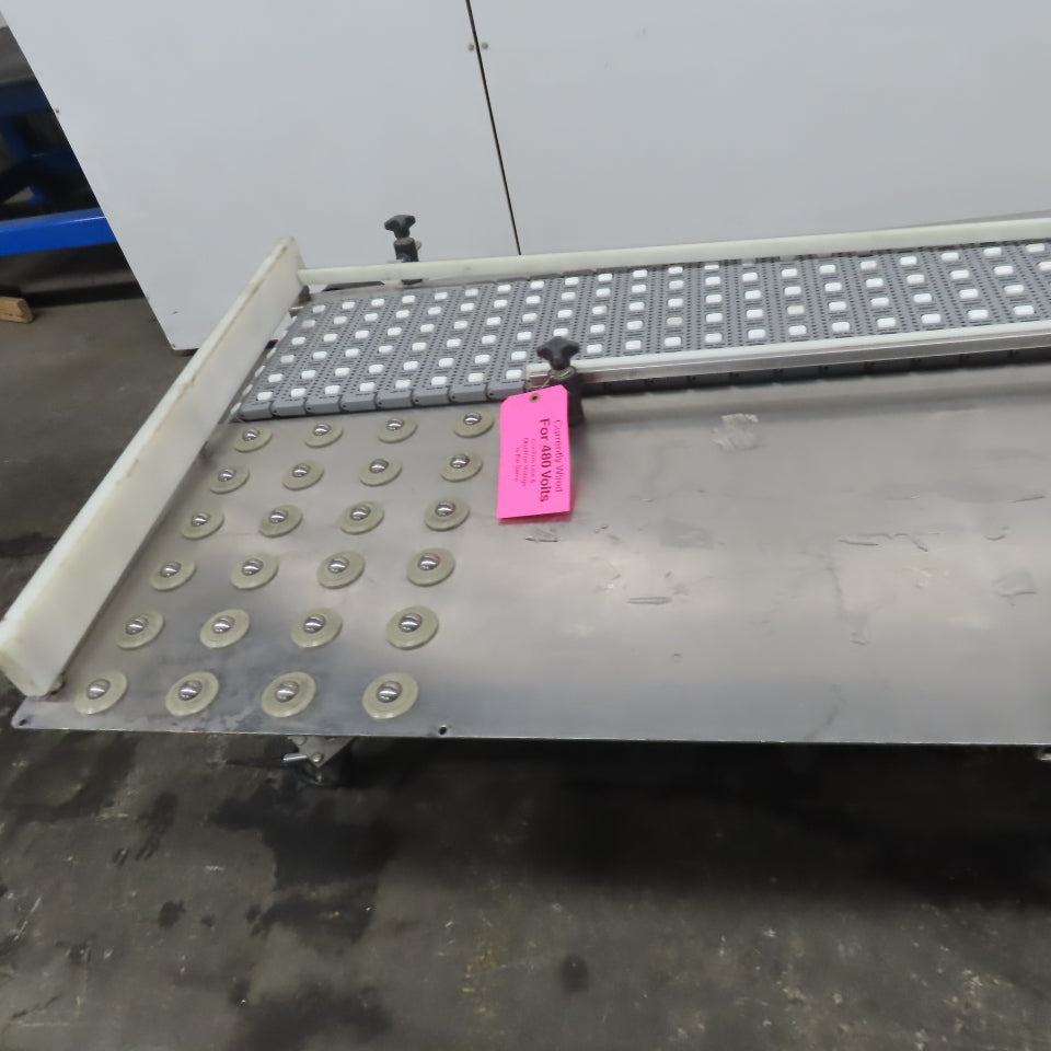 54" Stainless Steel Slide Bed Transfer Conveyor 12" Plastic Chain Belt 30FPM 3Ph