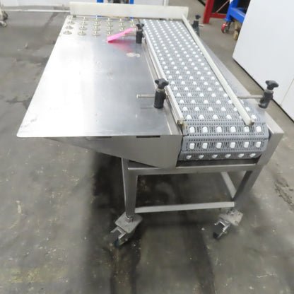 54" Stainless Steel Slide Bed Transfer Conveyor 12" Plastic Chain Belt 30FPM 3Ph