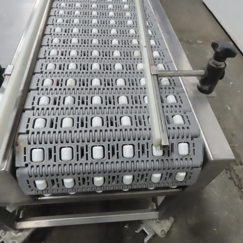 54" Stainless Steel Slide Bed Transfer Conveyor 12" Plastic Chain Belt 30FPM 3Ph