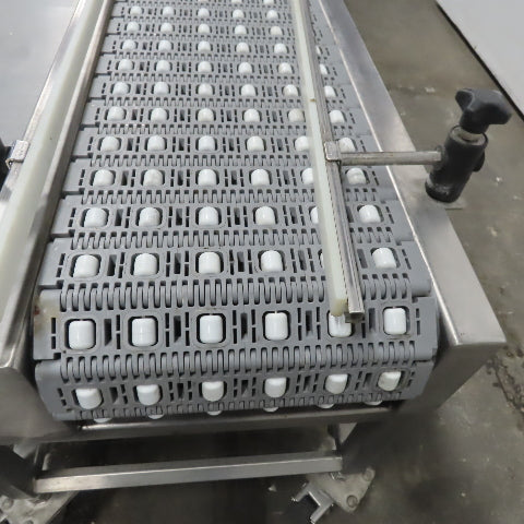 54" Stainless Steel Slide Bed Transfer Conveyor 12" Plastic Chain Belt 30FPM 3Ph