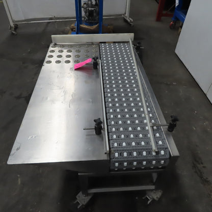54" Stainless Steel Slide Bed Transfer Conveyor 12" Plastic Chain Belt 30FPM 3Ph
